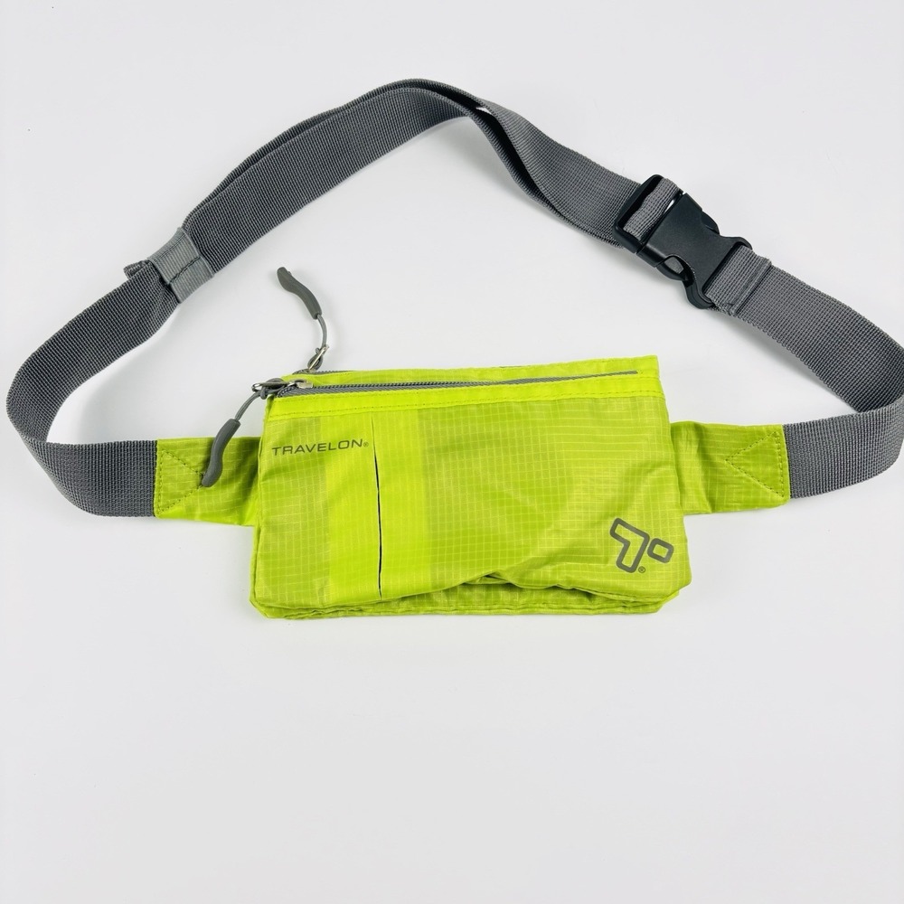 Travelon 6‎ Pocket Waist Pack Lime Green Fanny Ripstop Material Water Resistant